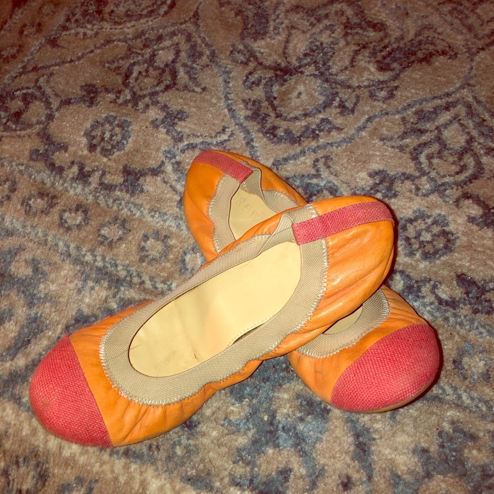 J. Crew coral and orange ballet flats
